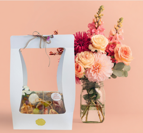 Bloom & Bites Bundle | Flowers & Charcuterie Tacoma Delivery